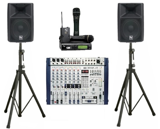 Rent PA System Mixer & Speakers 249.00 short term for exhibitions and shows in London Birmingham and UK