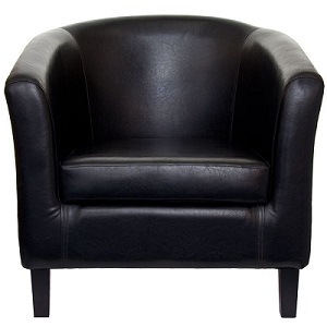 Rent Black Faux Leather Tub Chair 55.00 short term for exhibitions and shows in London Birmingham and UK